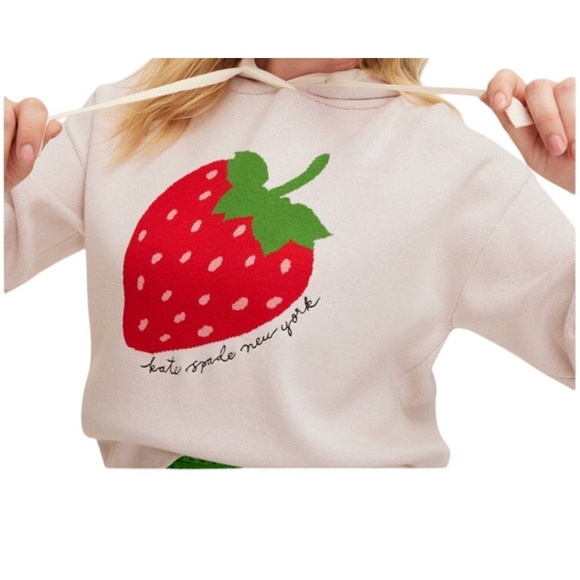 NWT Kate Spade x Target Strawberry Hoodie XL Cream Limited Edition Pullover - Picture 11 of 12